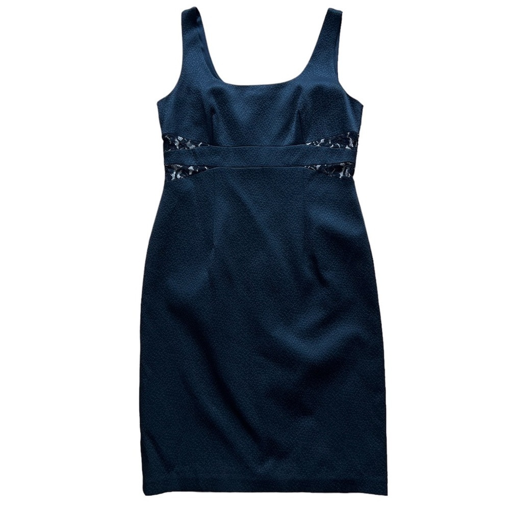 David Meister Black & nude lace detail sleeveless formal cocktail dress size 10